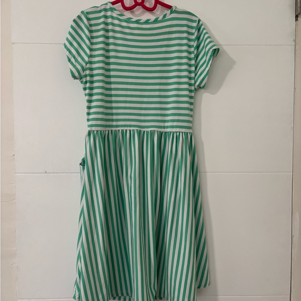 Green Striped Kids Dress